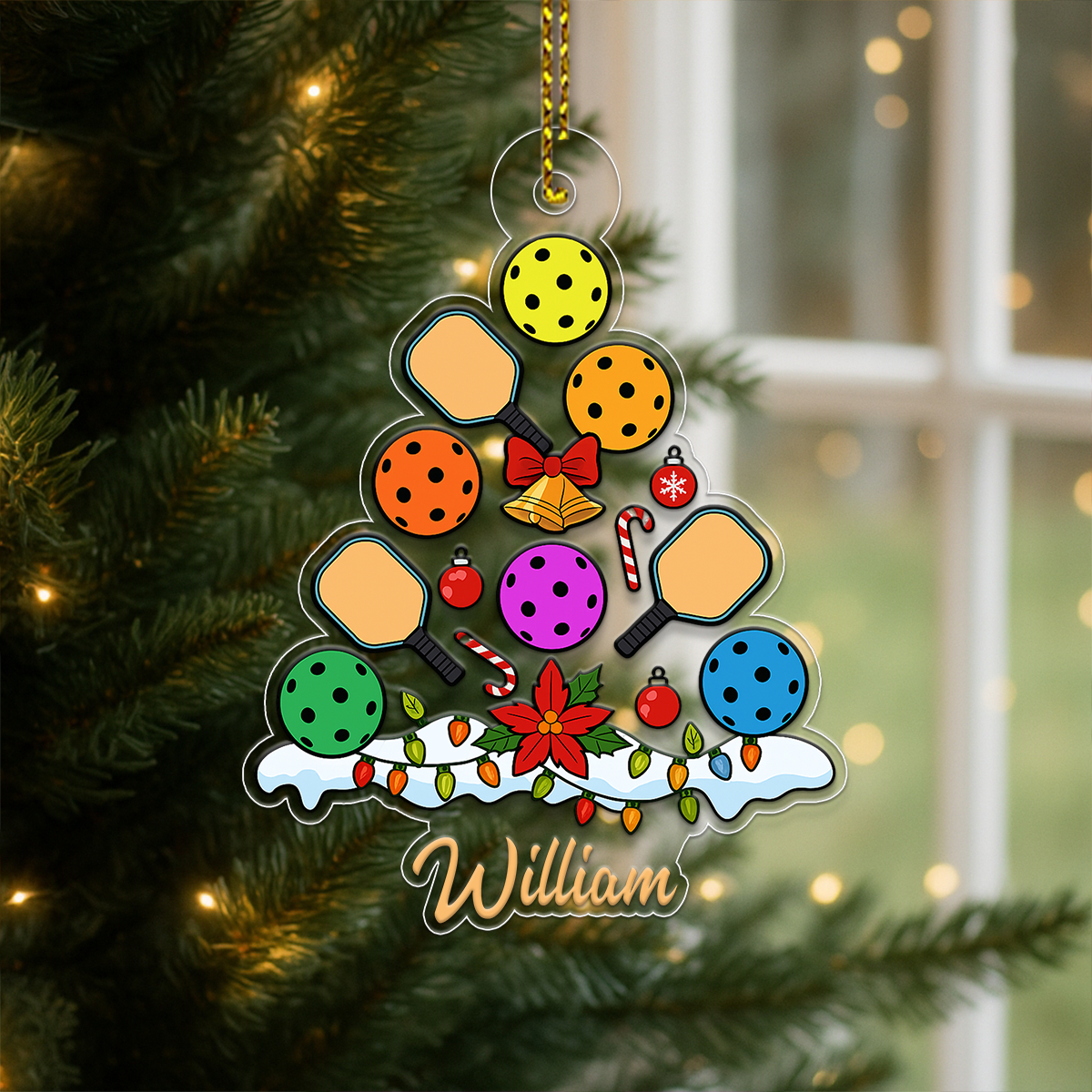 Custom Name Pickleball Christmas Acrylic Ornament Christmas Gift