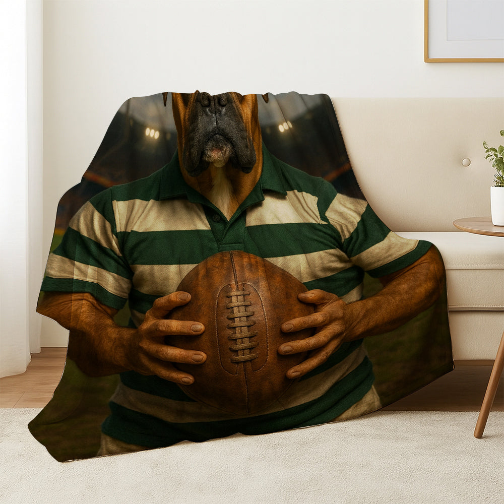 Custom Photo Rugby Player Dog BlanketGift For Dog Lover