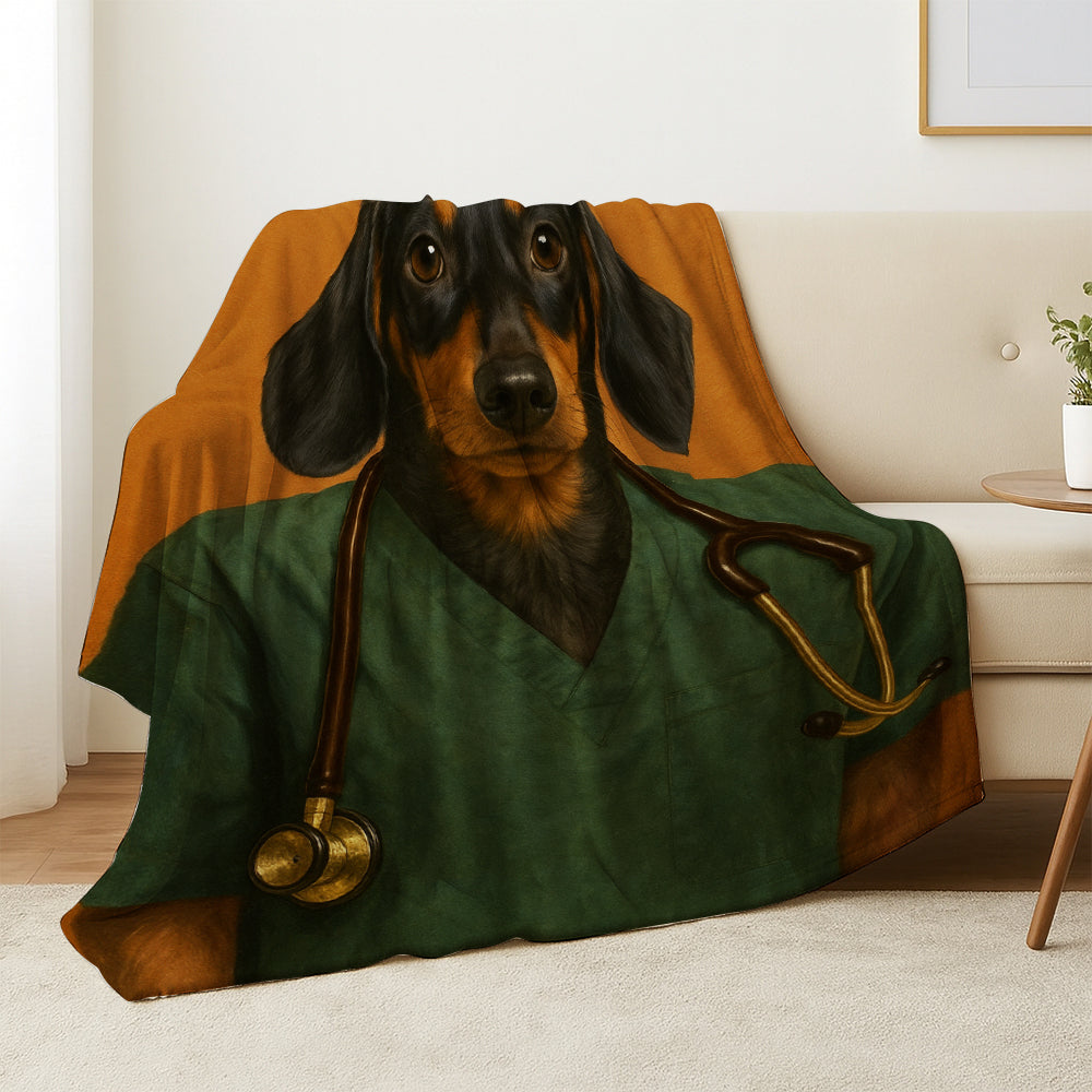 Custom Photo Nurse Dog BlanketGift For Dog Lovers