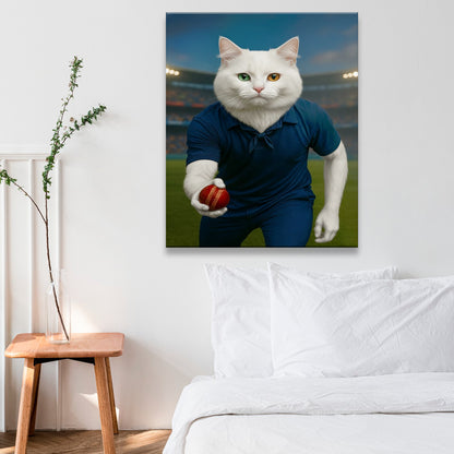 Custom Photo Bowler Cat Canvas Gift For Cat Lovers