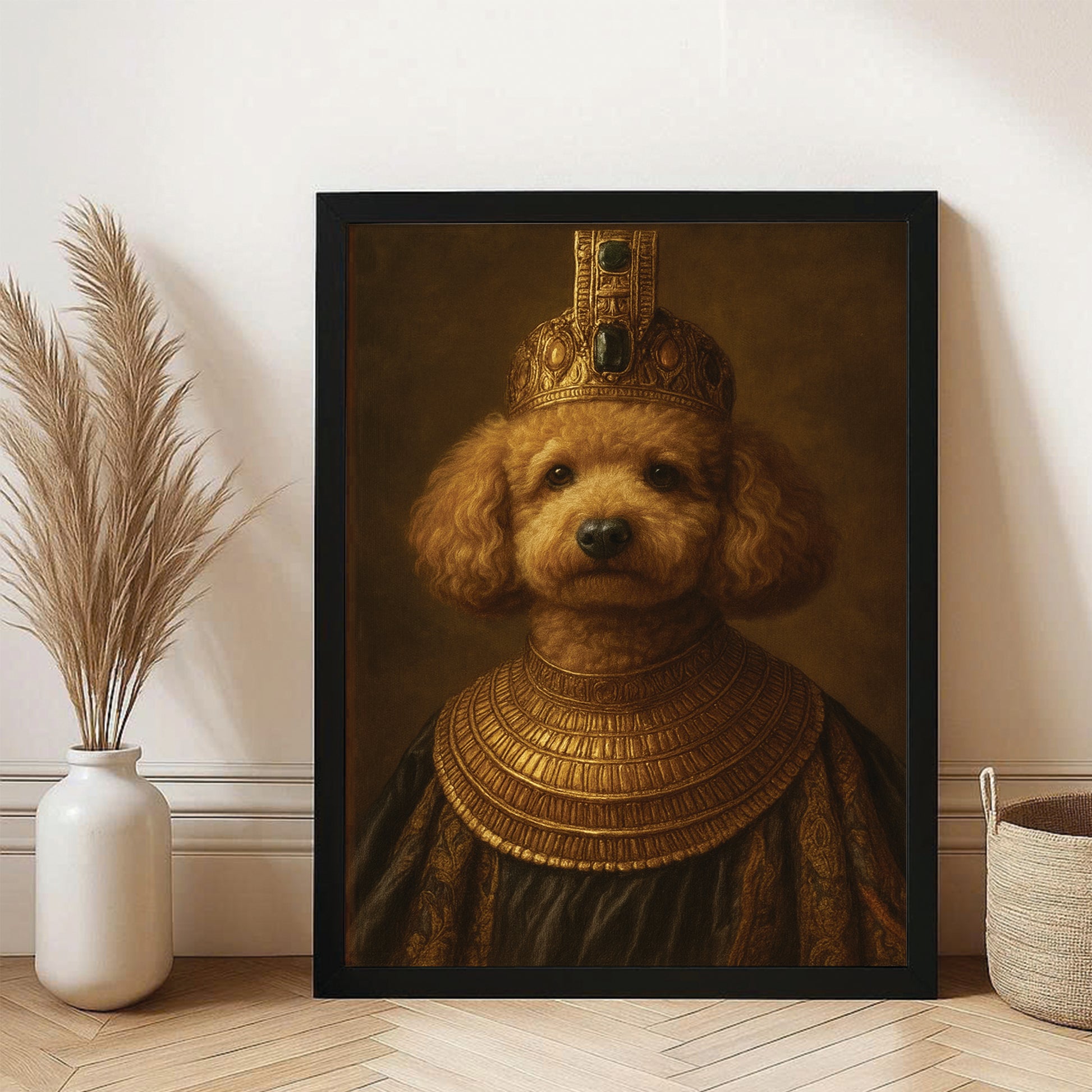 Custom Photo Dog Royal Style 1 Canvas Framed Wall Art Gift For Dog Lovers