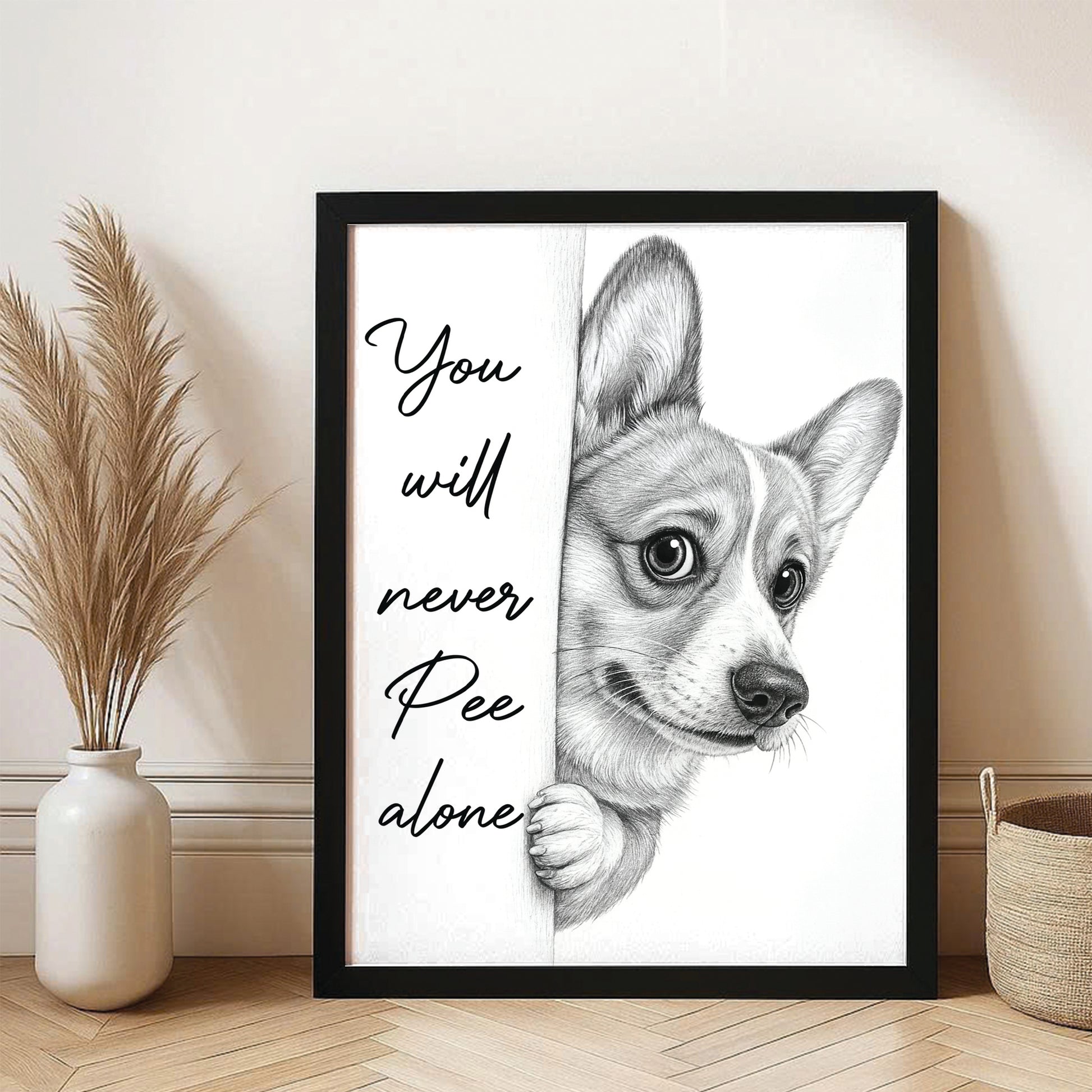 Custom Photo Dog Breed Bathroom Canvas Framed Wall Art Gift For Dog Lovers