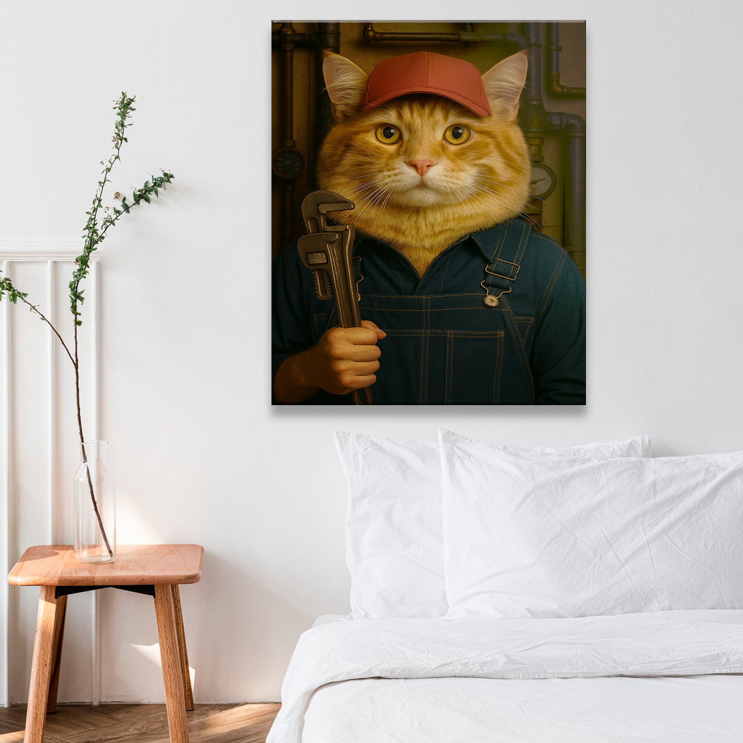 Custom Photo Plumber Cat Canvas Gift For Cat Lovers