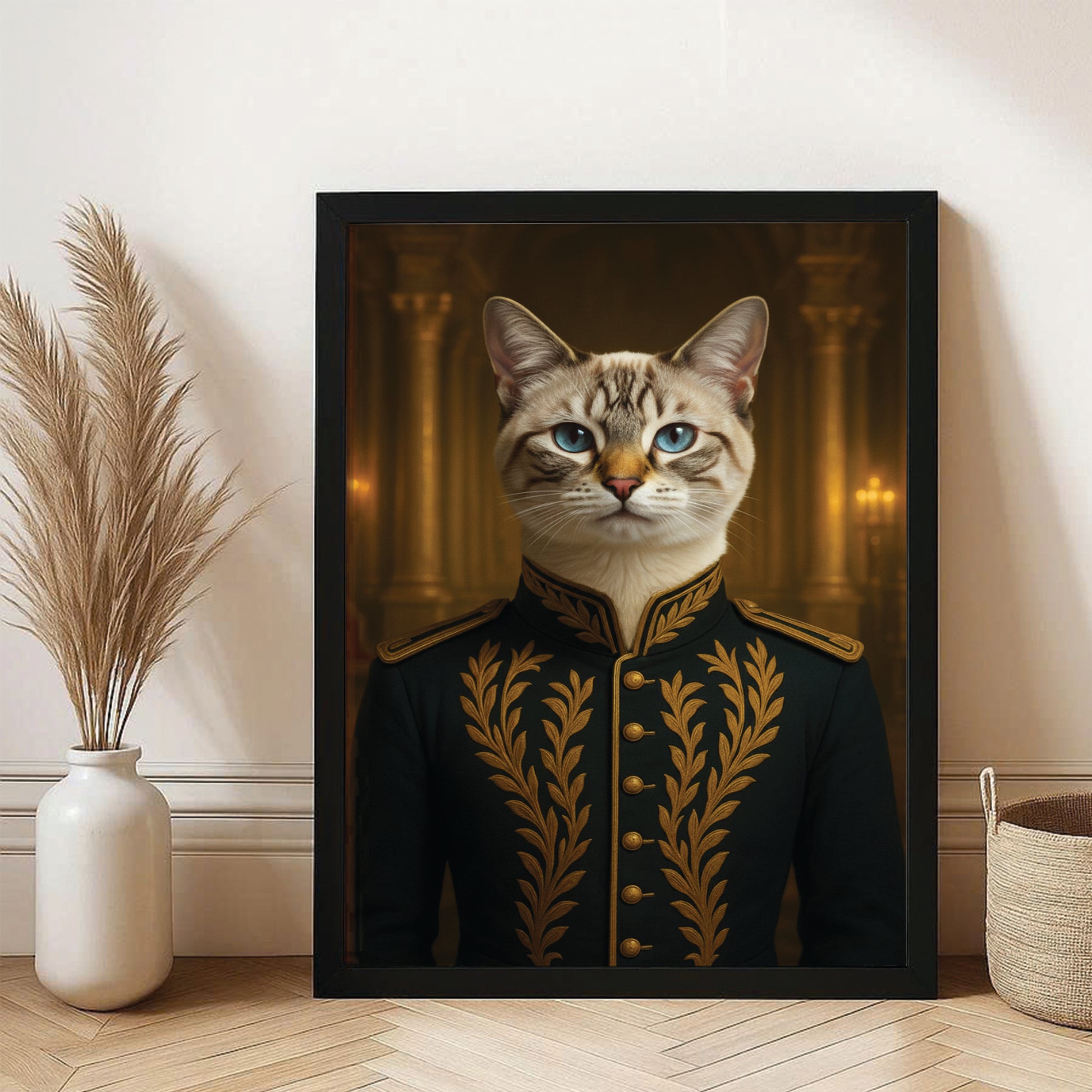 Custom Photo Cat Royal Style 10 Canvas Framed Wall Art Gift For Cat Lovers
