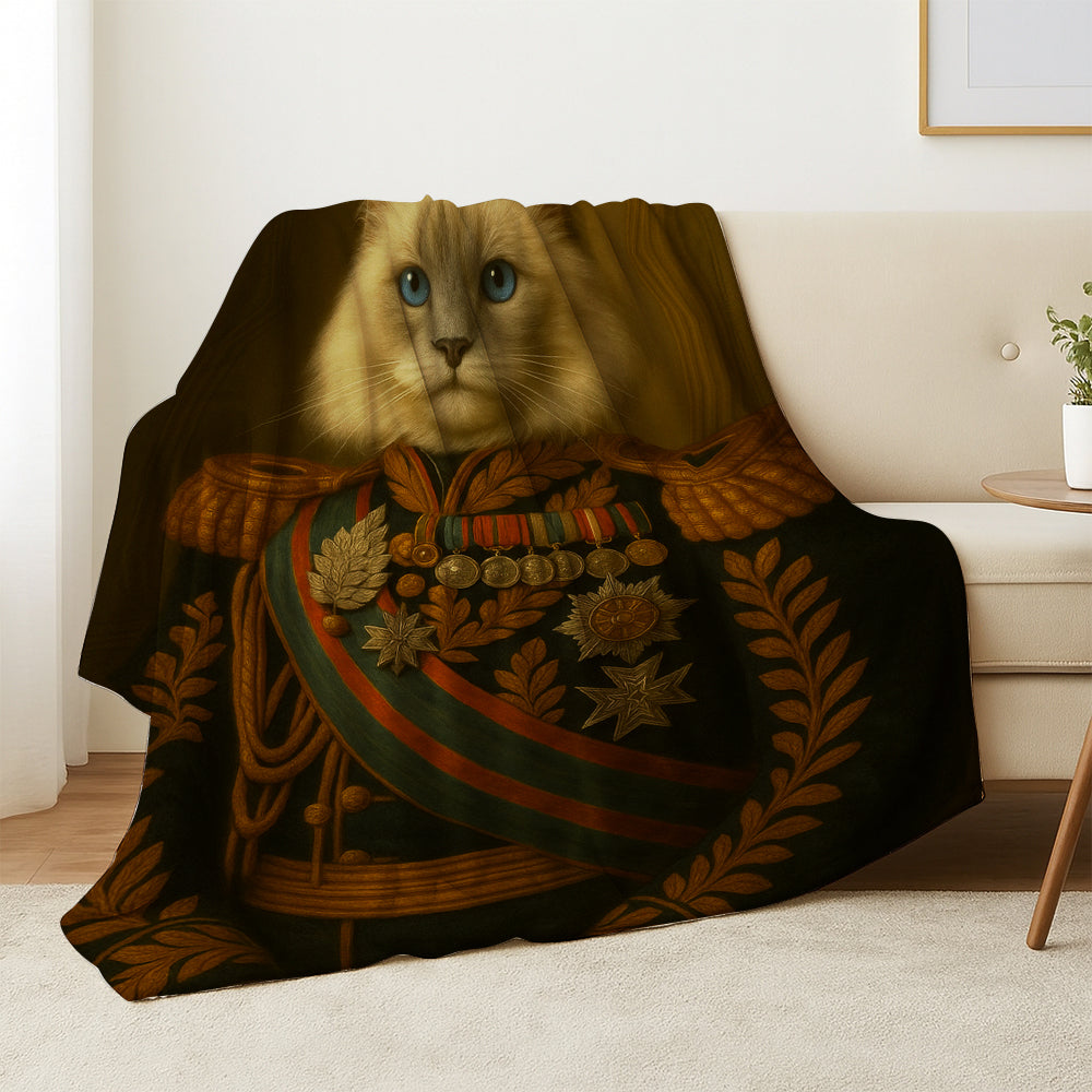 Custom Photo Cat King Crown Royal Blanket _ Gift For Cat Lovers