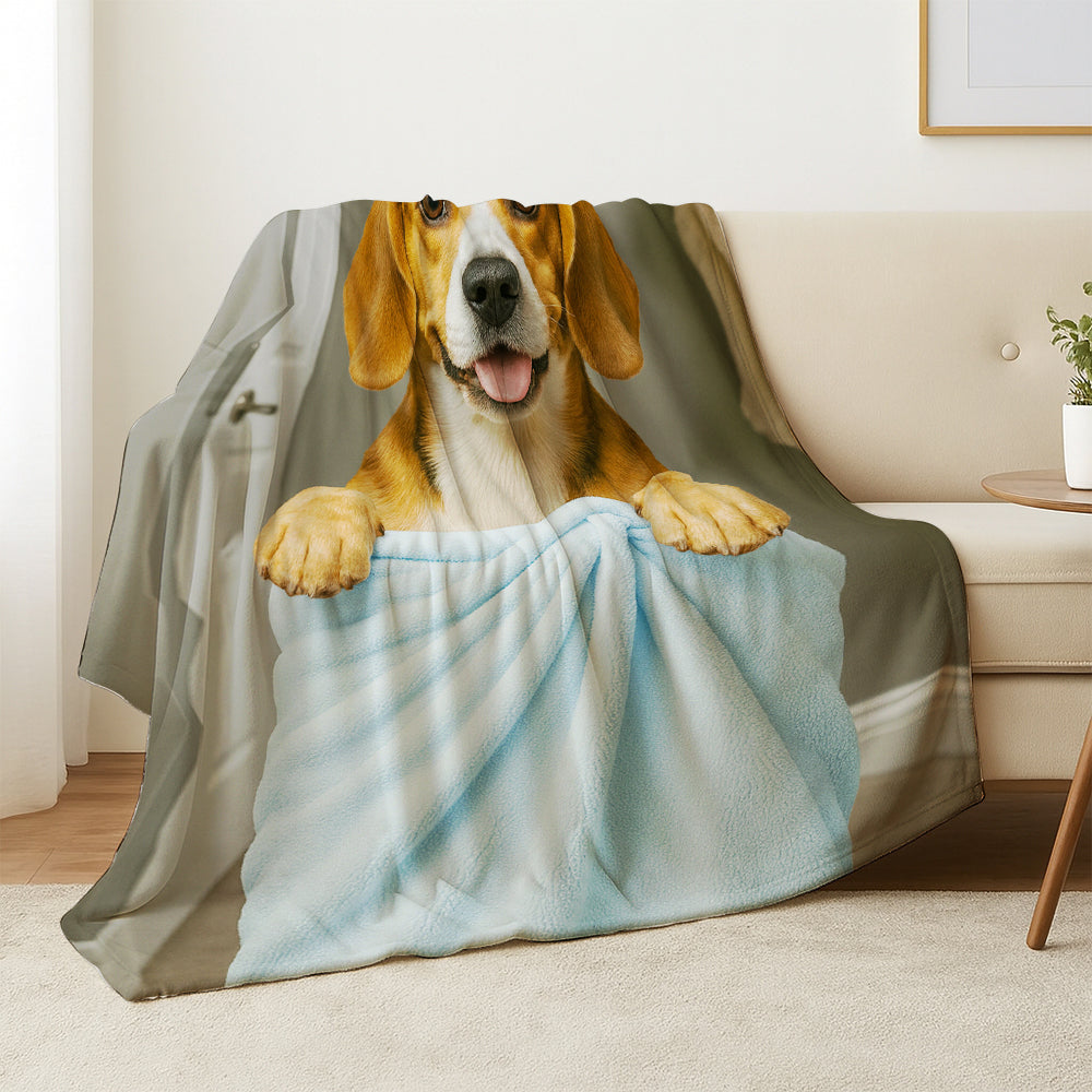 Custom Dog Photo In Bathroom BlanketDog Lover Gifts