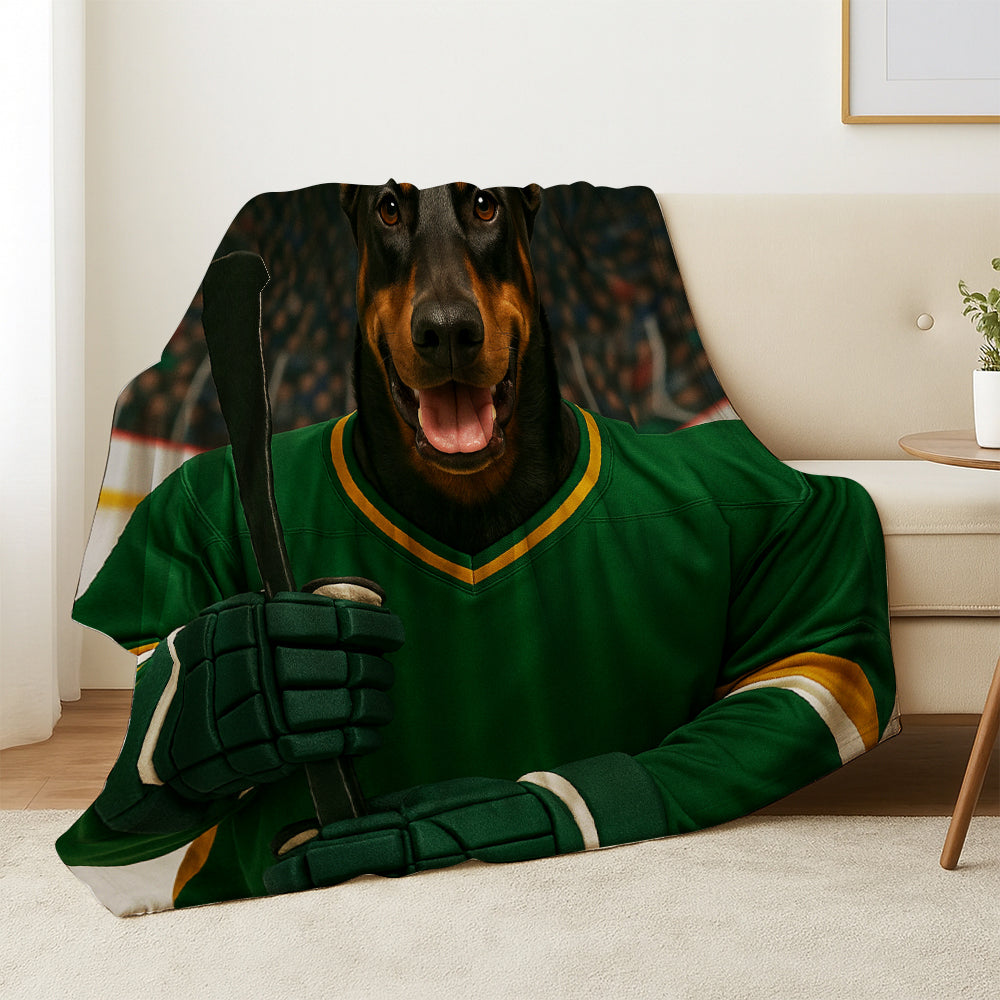 Custom Photo Hockey Player Dog BlanketGift For Dog Lovers