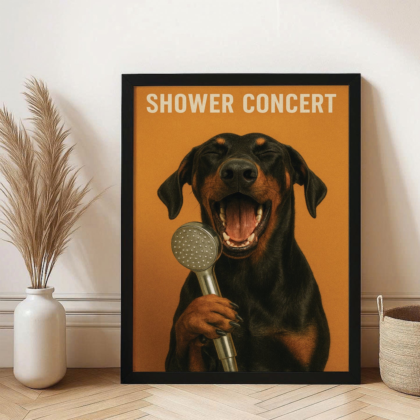 Custom Photo Dog Bathroom Style 32 Canvas Framed Wall Art Gift For Dog Lovers