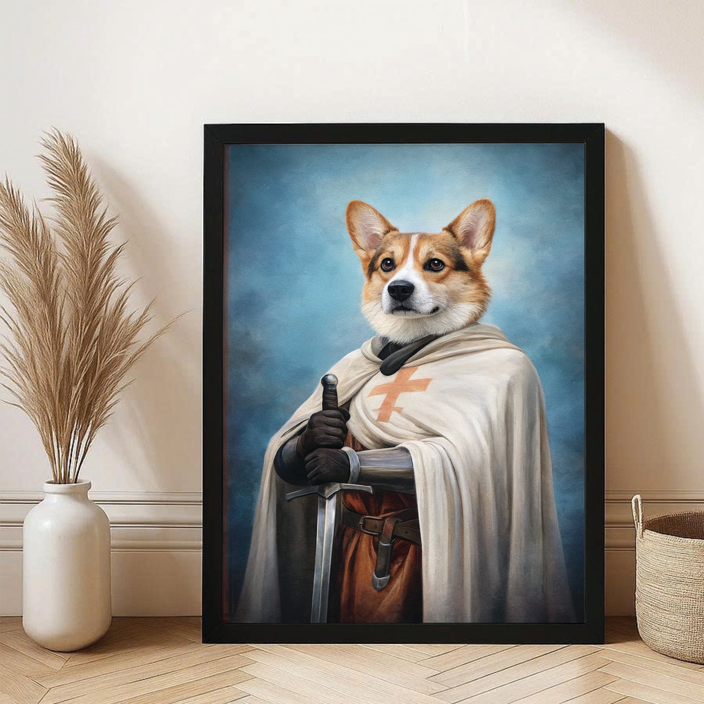 Custom Photo Priest Dog Canvas Framed Wall Art Gift For Dog Lovers