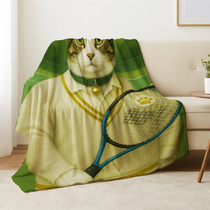 Custom Photo Tennis Player Cat Blanket