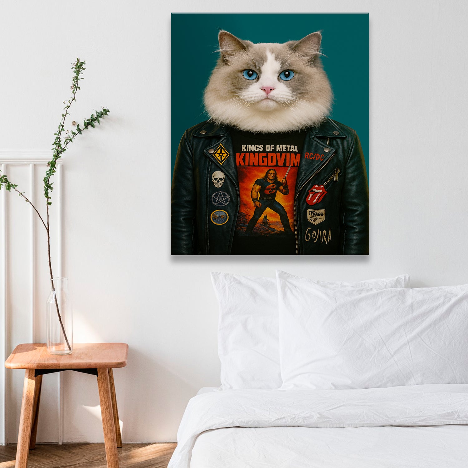 Custom Photo Cat Rock n Roll Canvas