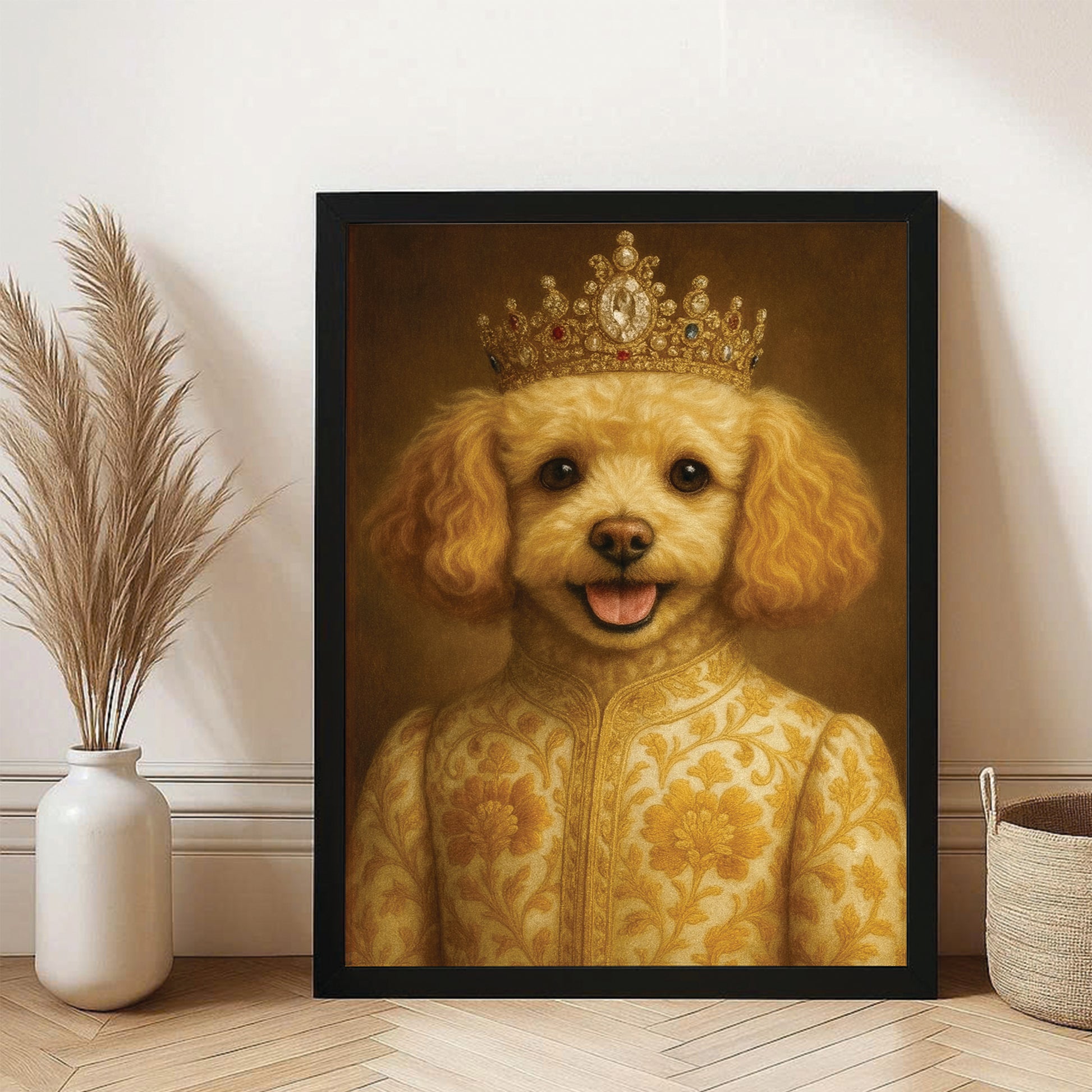 Custom Photo Dog Royal Style 09 Canvas Framed Wall Art Gift For Dog Lovers