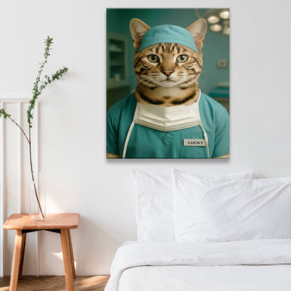 Custom Photo Surgeon Cat Canvas Gift For Cat Lovers