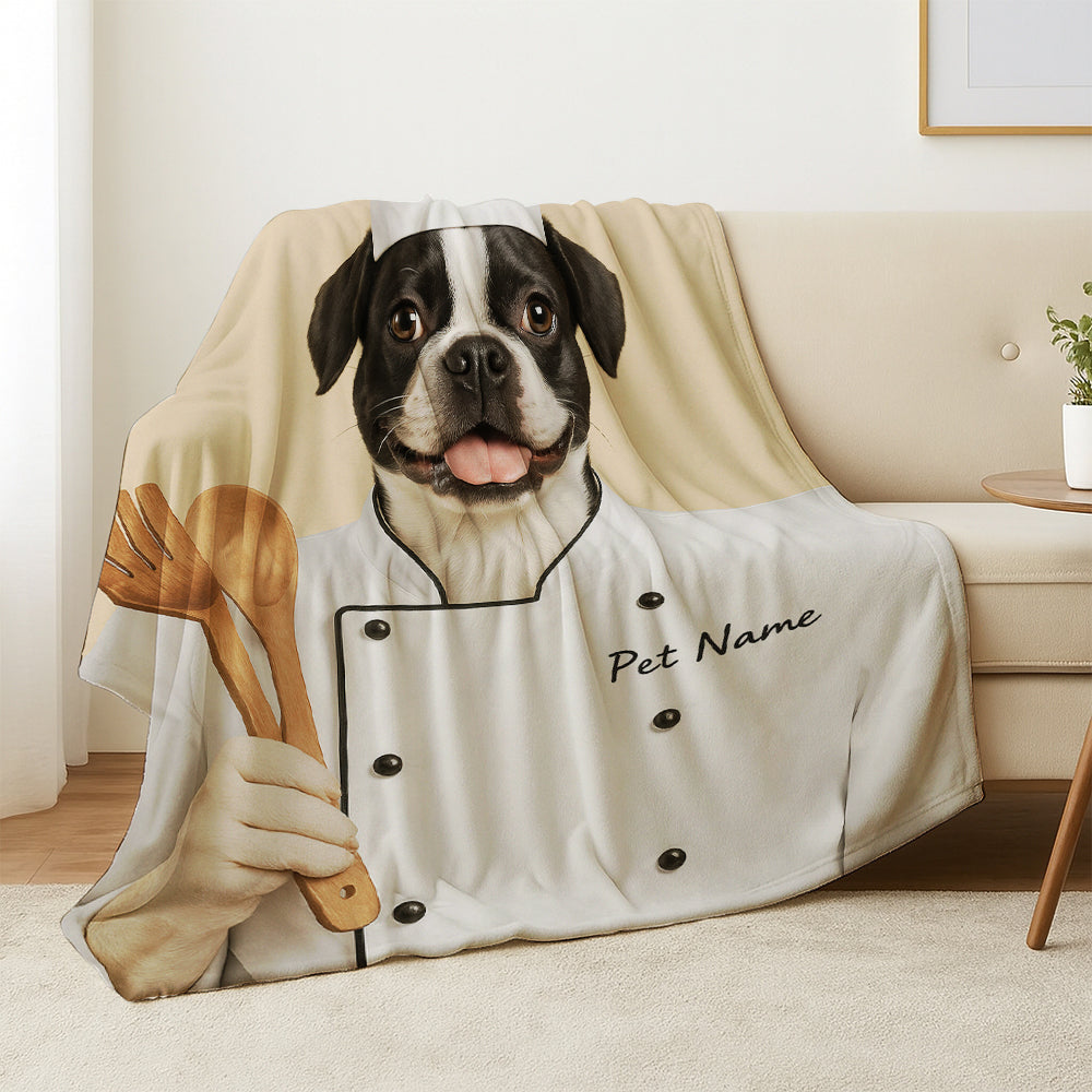Custom Dog Chef Potrait BlanketGift For Dog Lovers