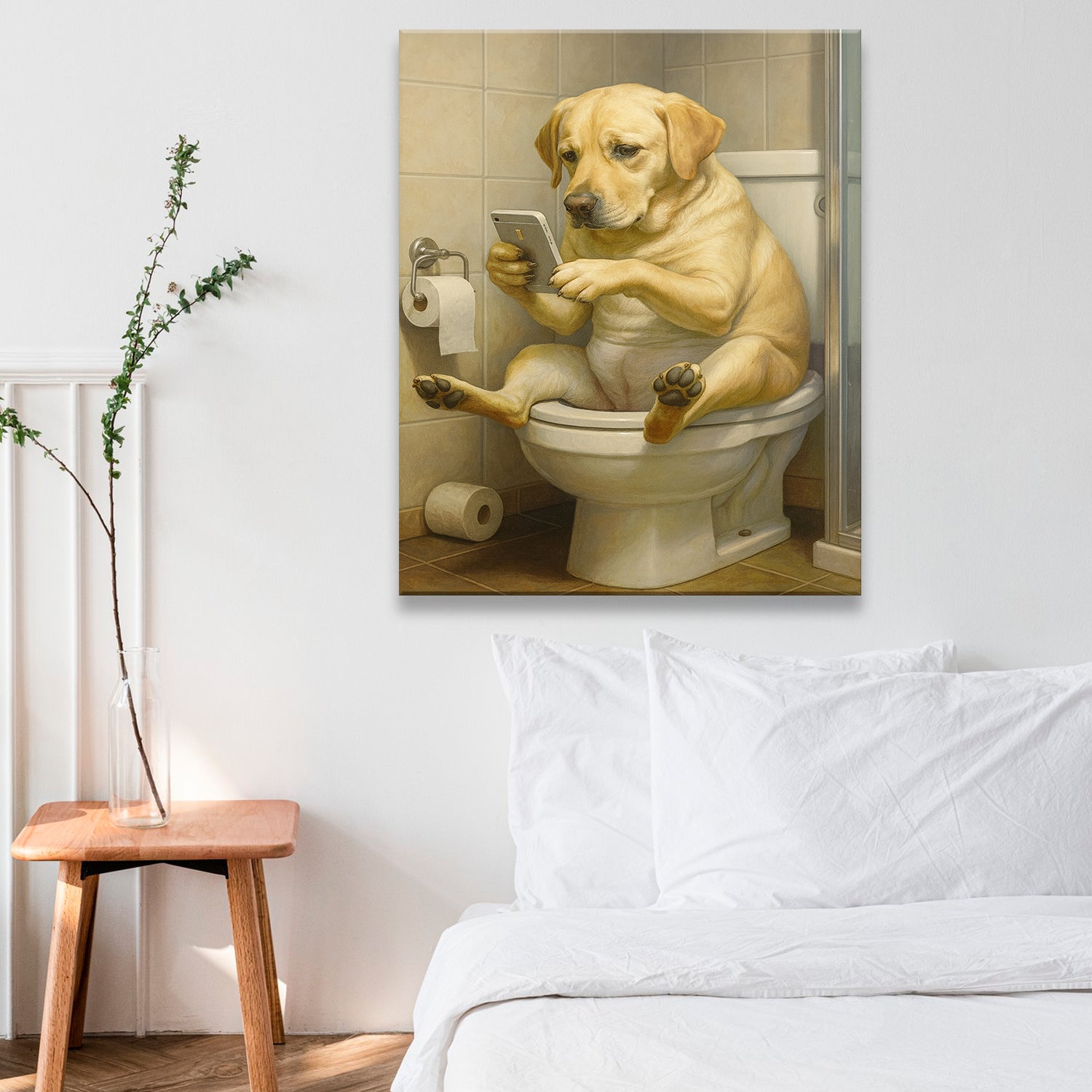 Custom Photo Dog Bathroom Style 3 Canvas Gift For Dog Lovers