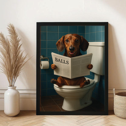 Custom Photo Dog Bathroom Style 7 Canvas Framed Wall Art Gift For Dog Lovers
