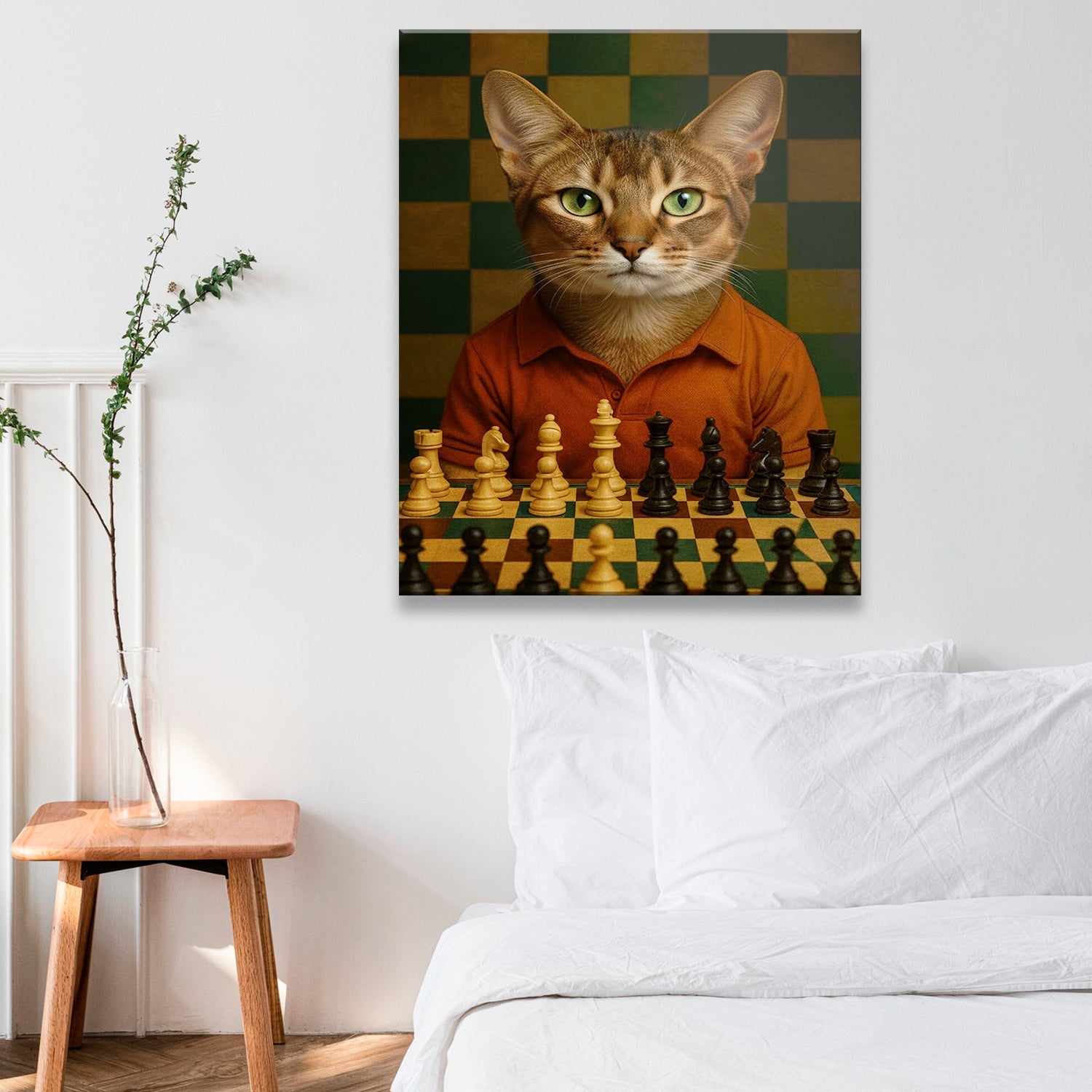 Custom Photo Chess Cat Canvas Gift For Cat Lovers