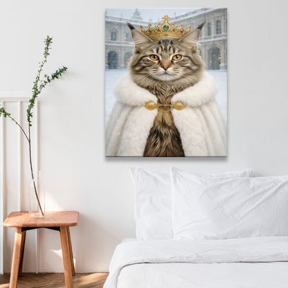 Custom Photo Royal Winter Queen Cat Canvas Gift For Cat Lovers
