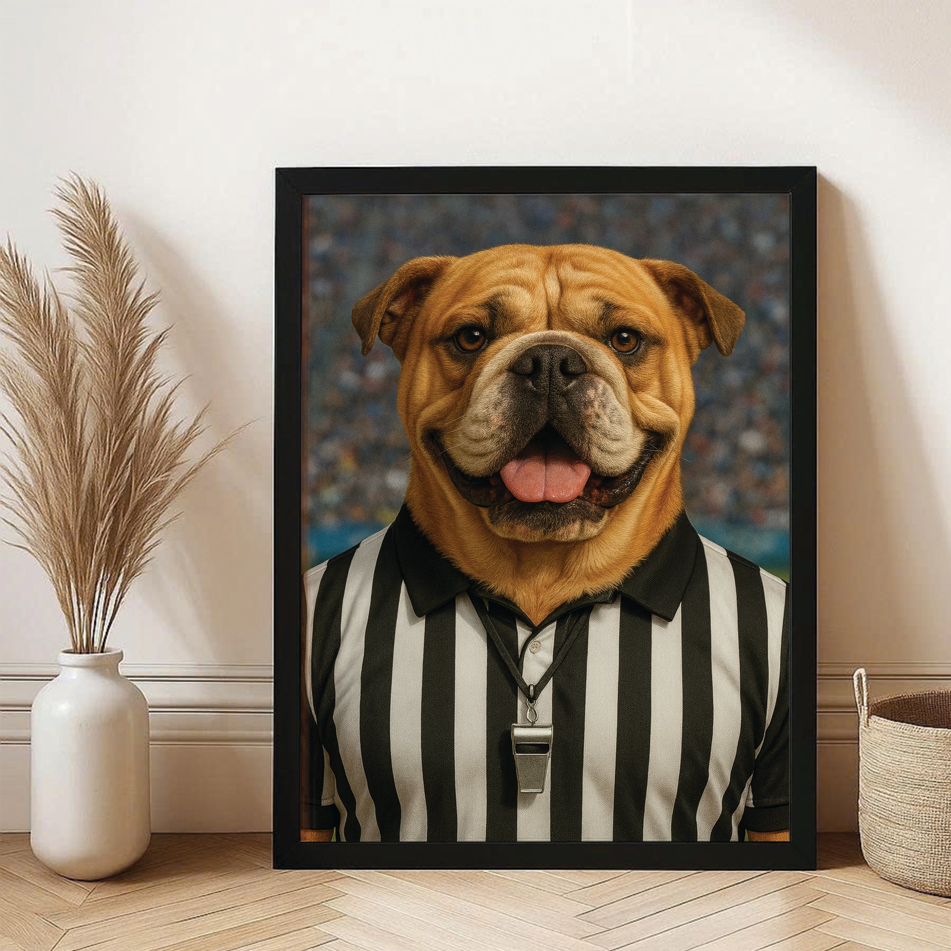 Custom Photo Referee Dog Canvas Framed Wall Art Gift For Dog Lovers