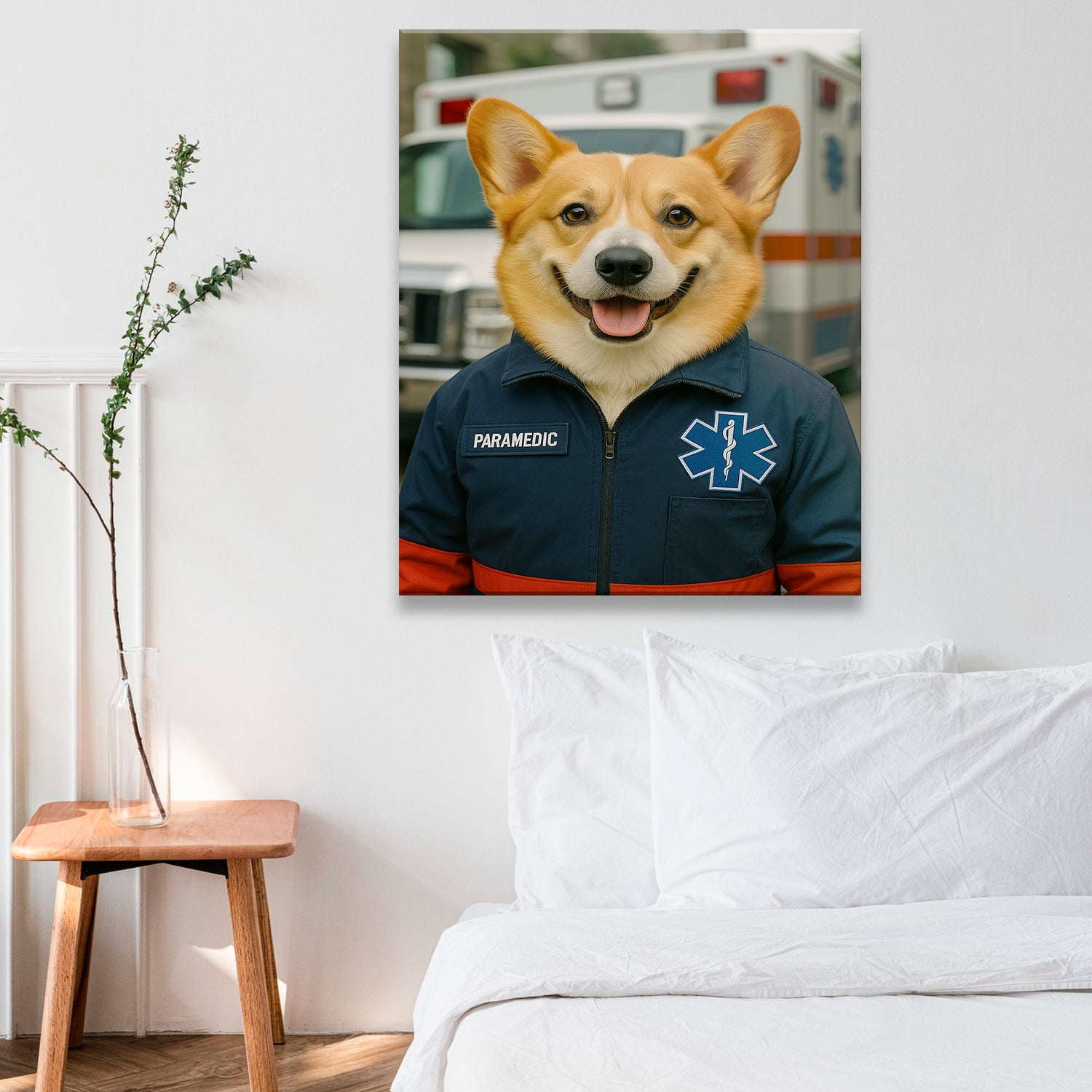 Custom Photo Paramedic Emt Dog Canvas Gift For Dog Lovers