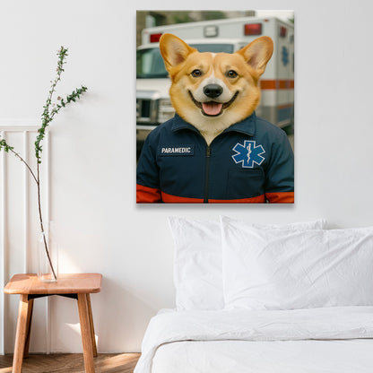 Custom Photo Paramedic Emt Dog Canvas Gift For Dog Lovers