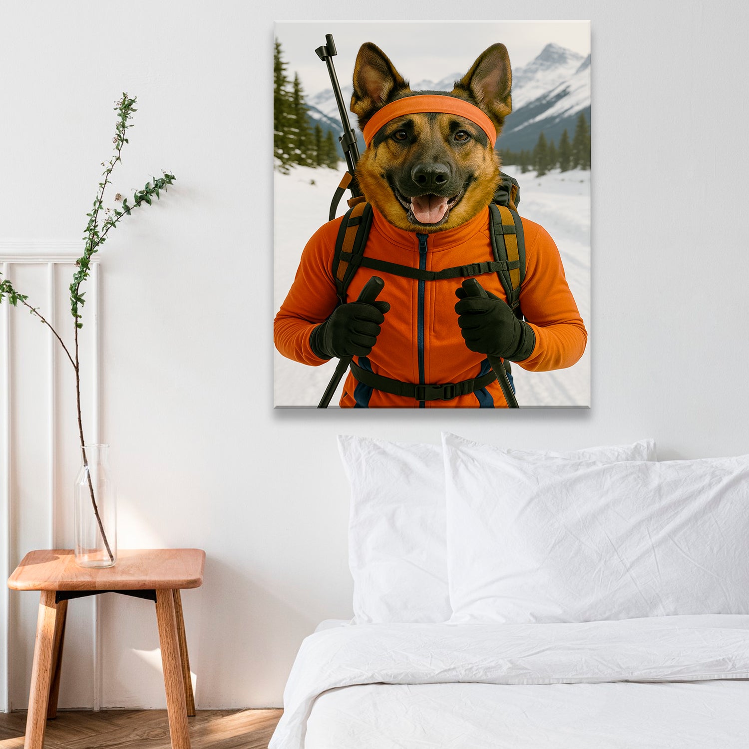 Custom Photo Biathlete Cross Country Skiing Dog Canvas Gift For Dog Lovers