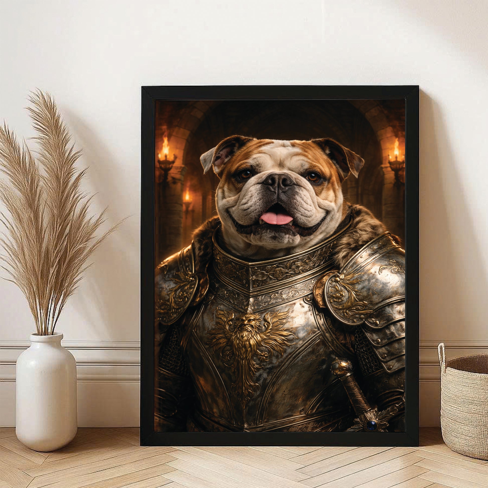 Custom Photo Knight Royal Dog Canvas Framed Wall Art Gift For Dog Lovers