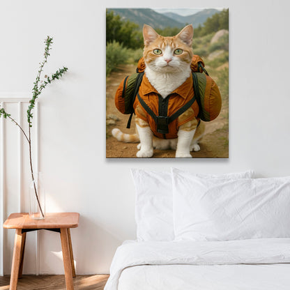 Custom Photo Backpacking Hiking Cat Canvas Gift For Cat Lovers
