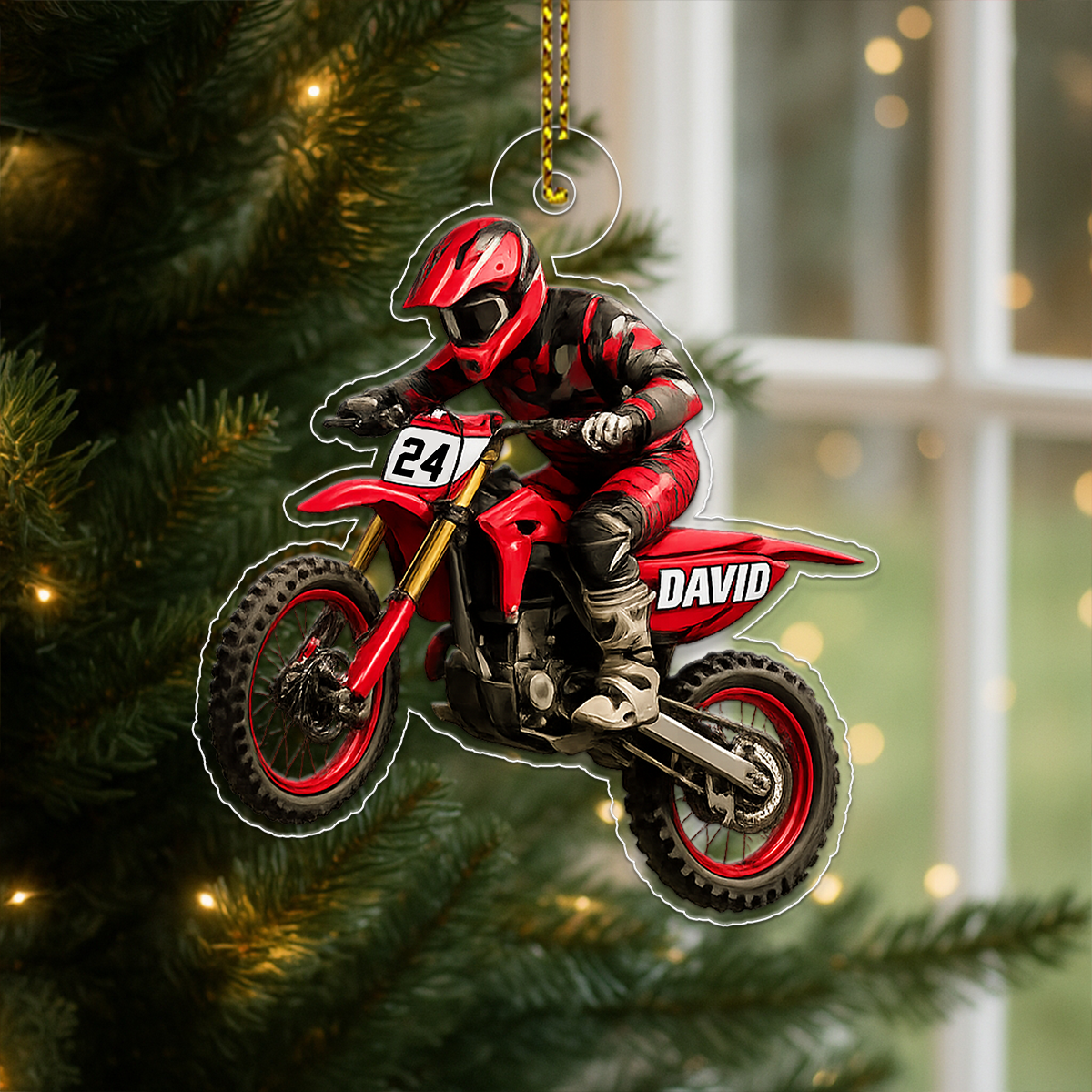 Personalized Motorbike Racing Boy Xmas Acrylic Ornament Christmas Gift