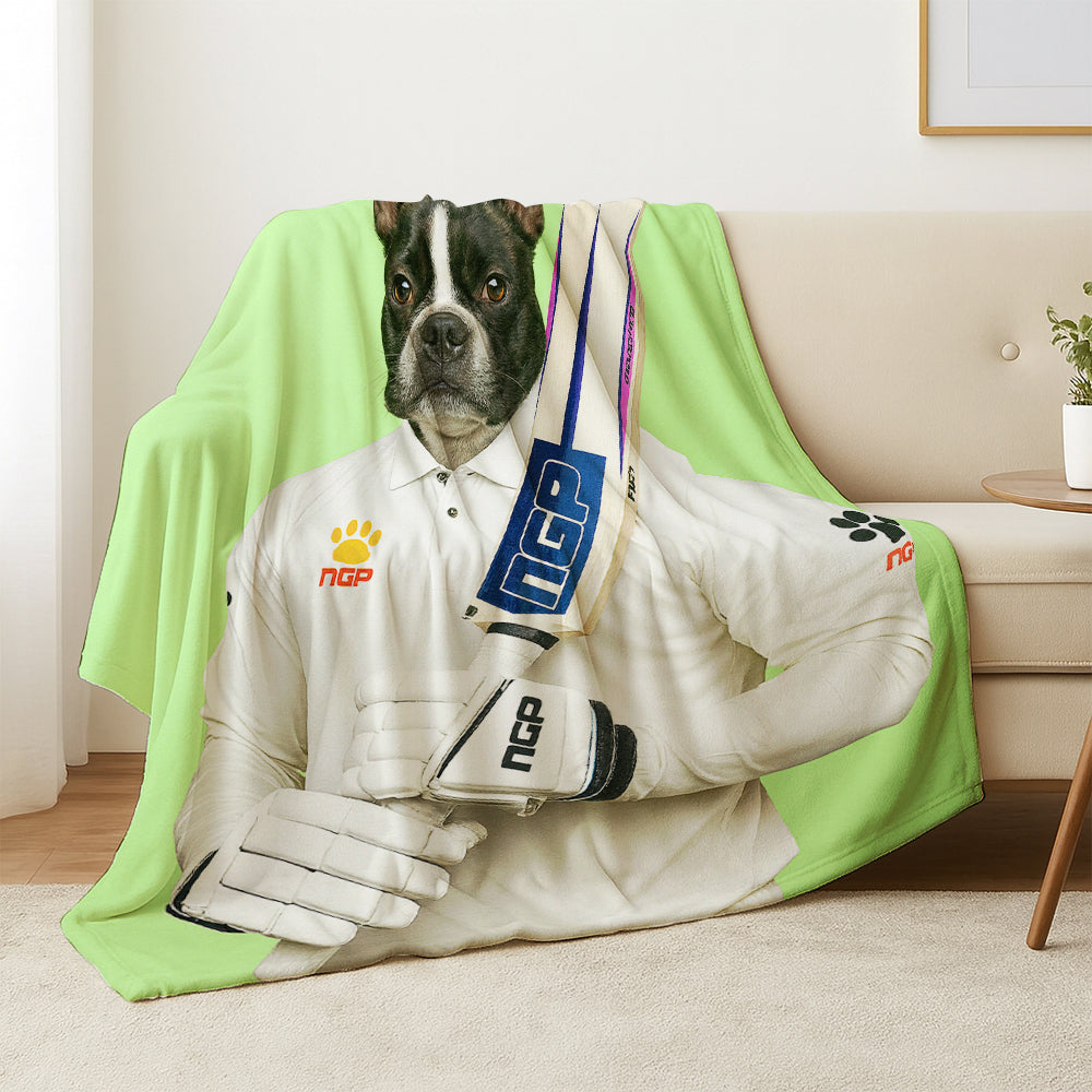 Custom Photo Cricketer Dog BlanketGift For Dog Lovers