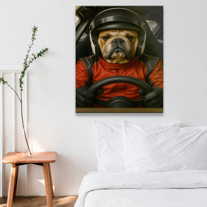Custom Photo Racing Driver Dog Canvas Gift For Dog Lovers