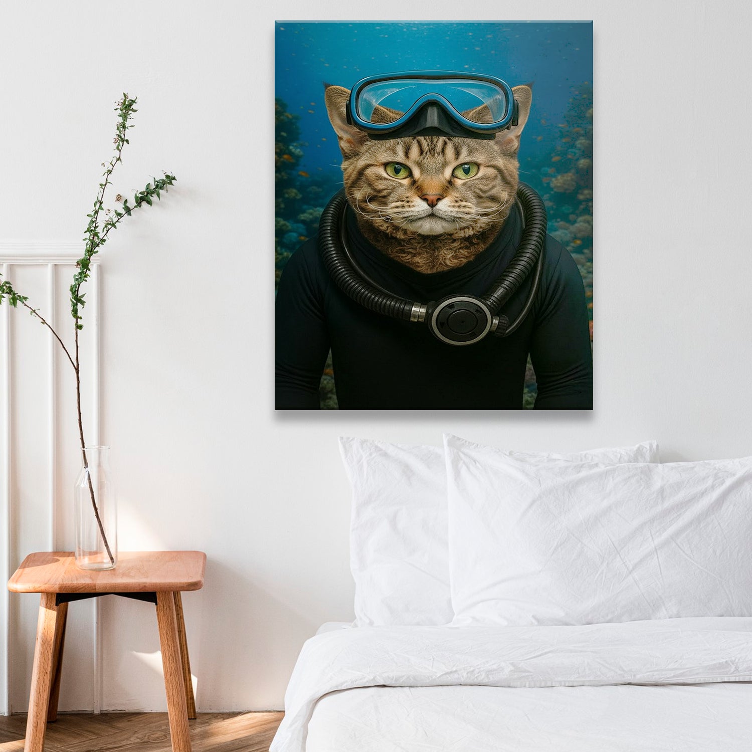 Custom Photo Scuba Diving Cat Gift For Cat Lovers
