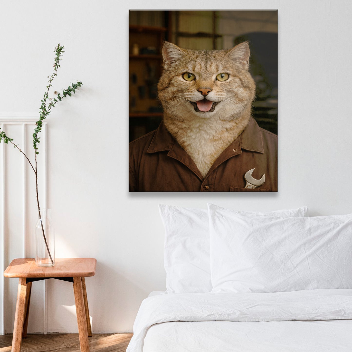 Custom Photo Mechanic Cat Canvas Gift For Cat Lovers