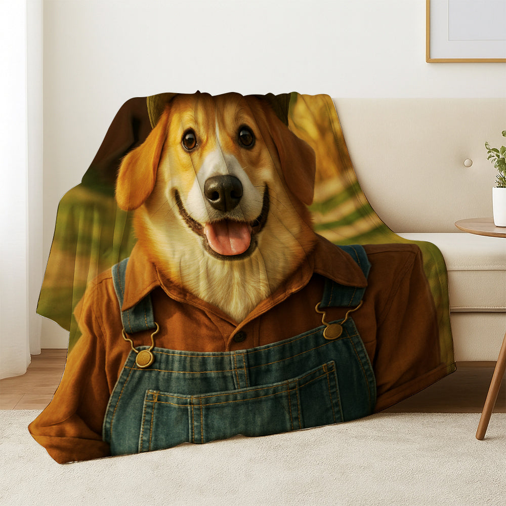 Custom Photo Farmer Farmhouse Dog Canvas