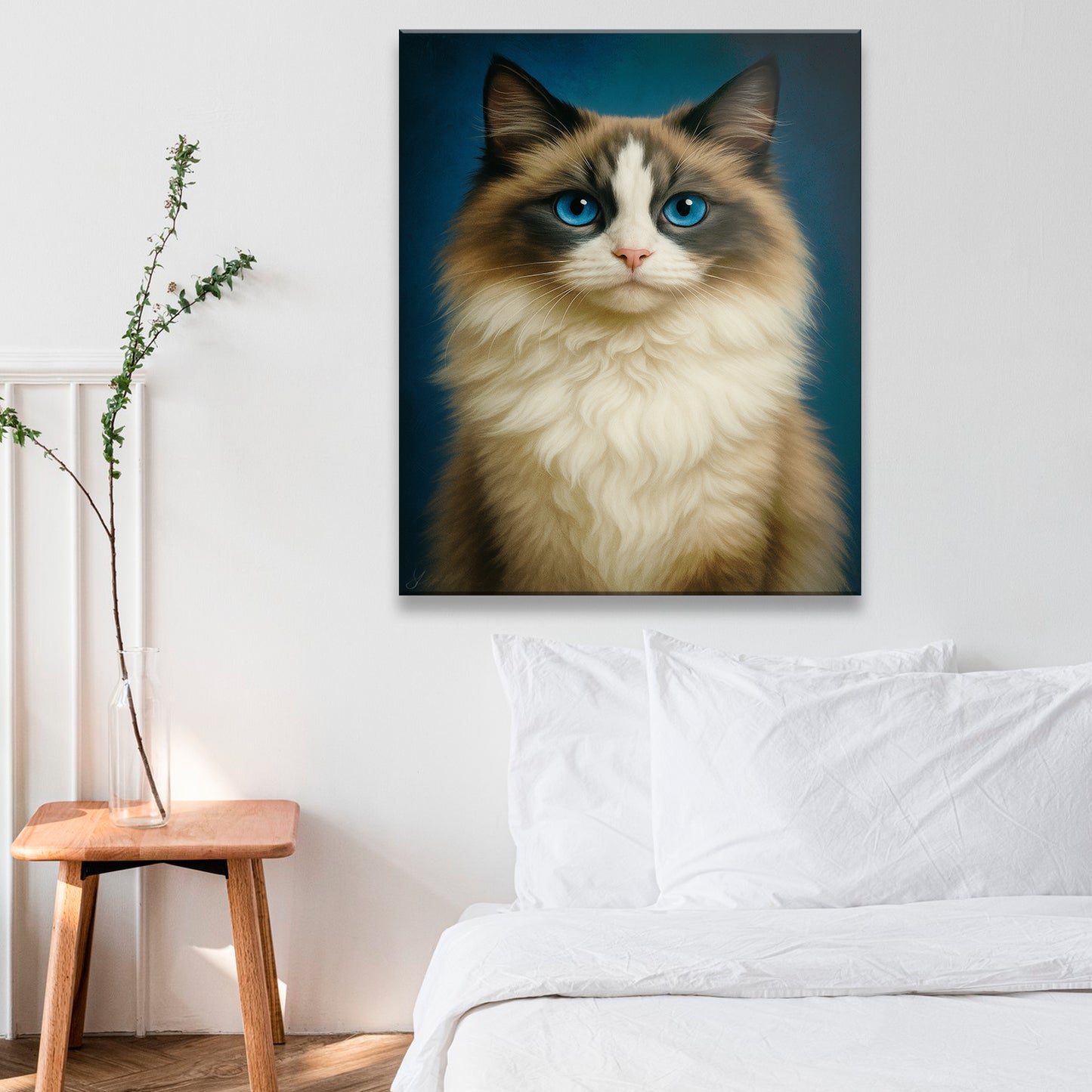 Custom Cat Deep Blue Canvas