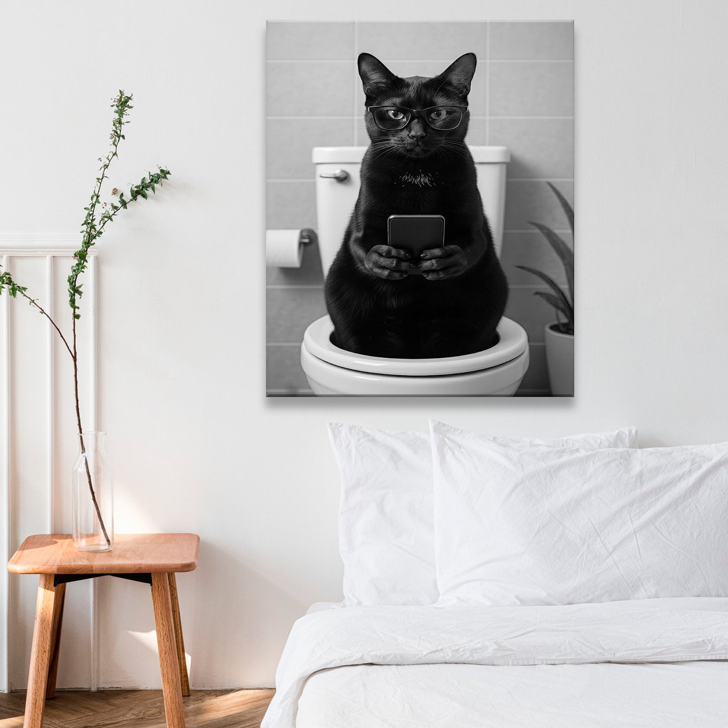 Custom Photo Cat Bathroom Style 14 Canvas Gift For Cat Lovers