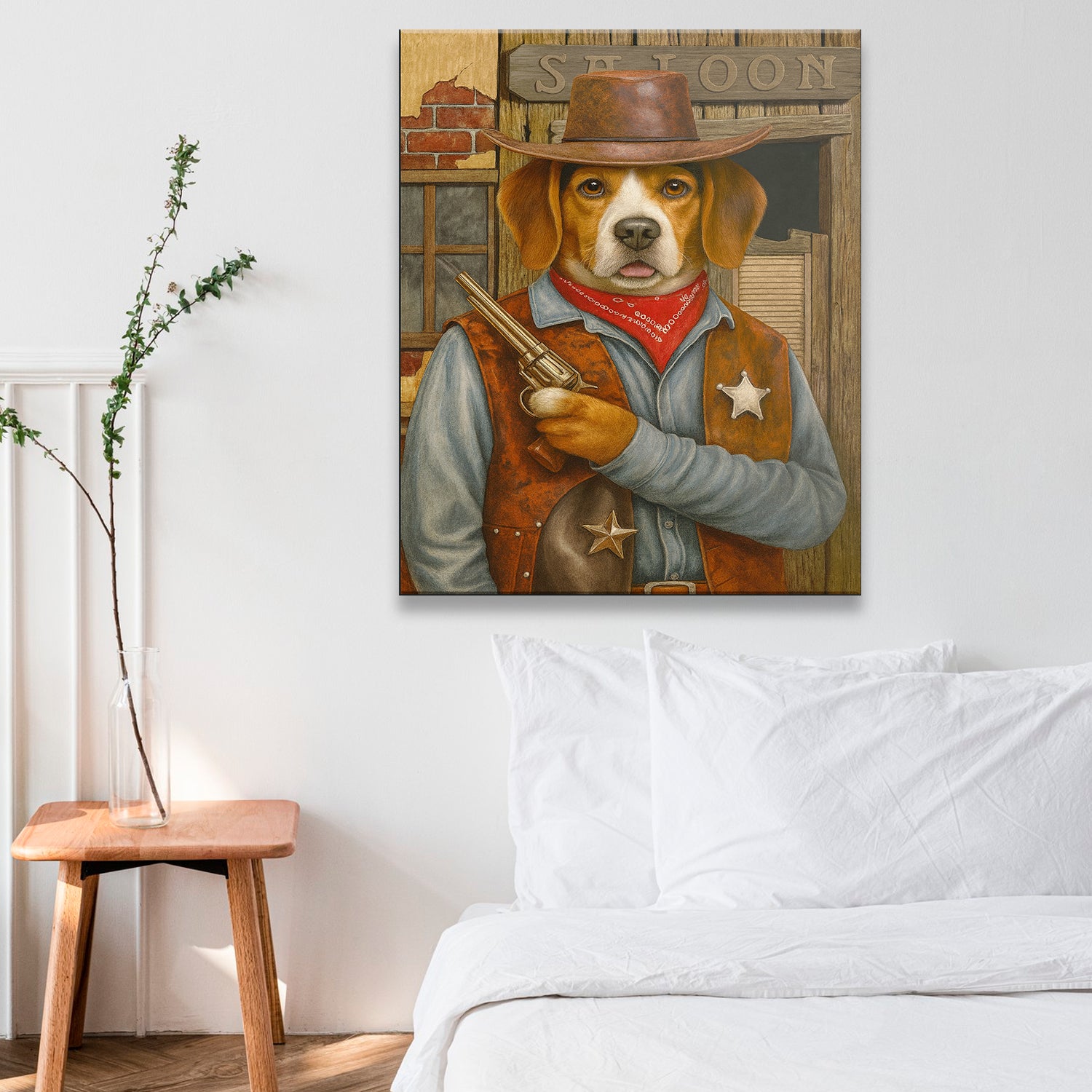Custom Photo Dog Cowboy Canvas