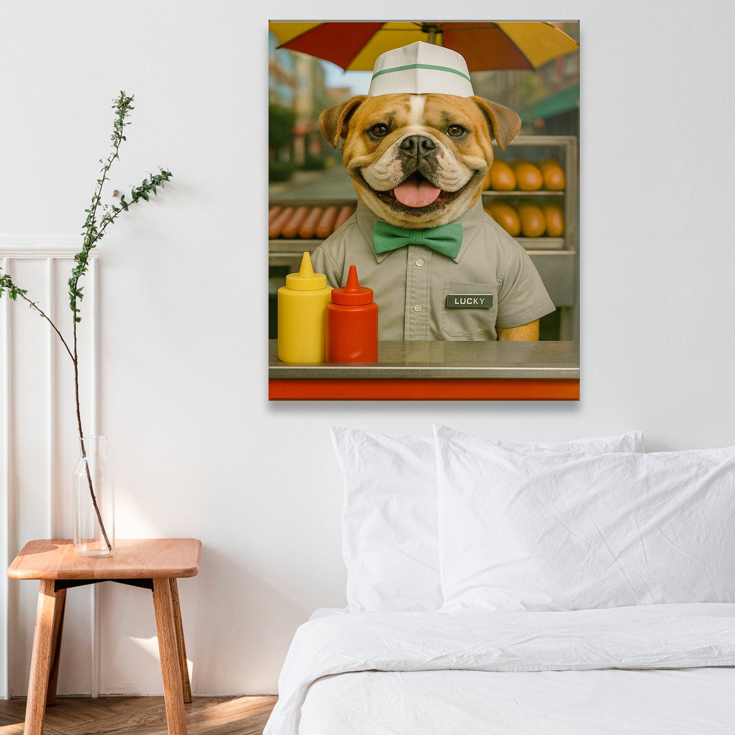 Custom Photo Hot Dog Canvas Gift For Dog Lovers