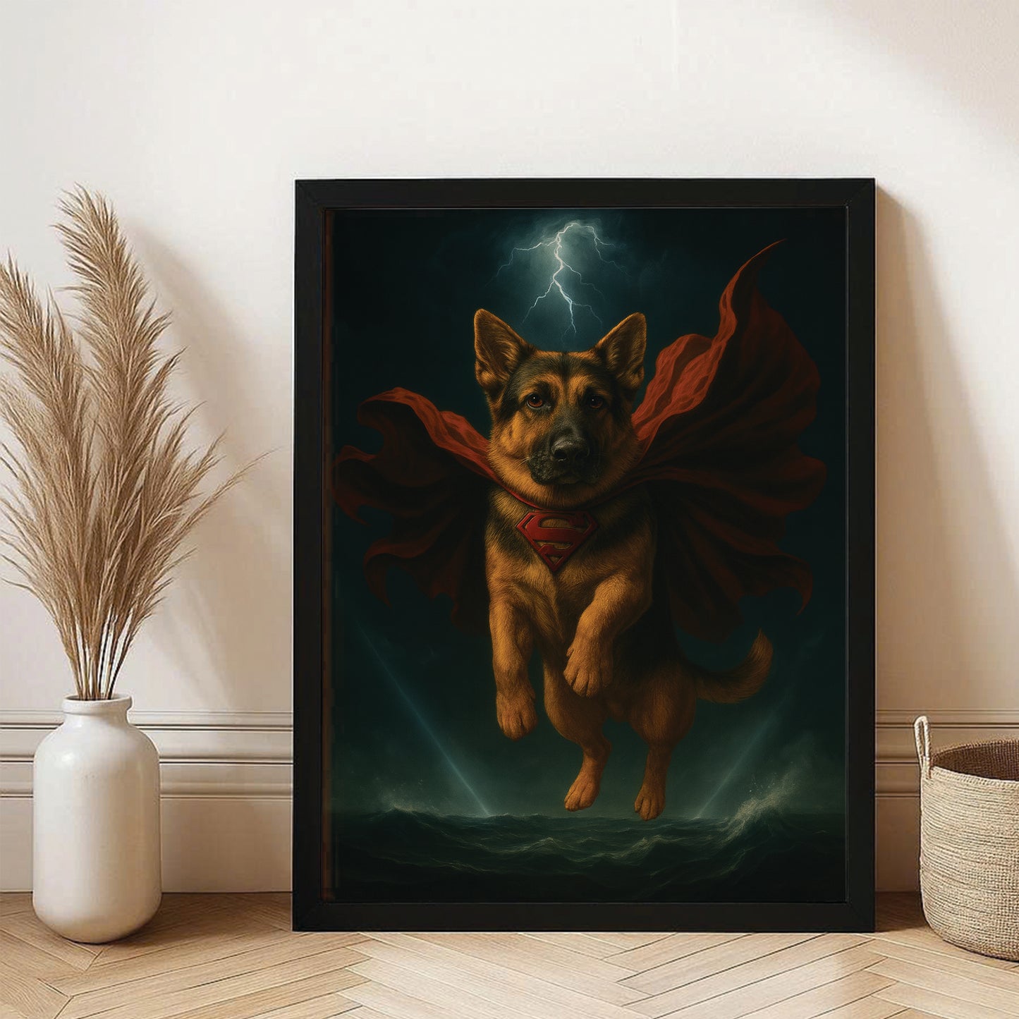 Custom Photo Dog Hero Canvas Framed Wall Art