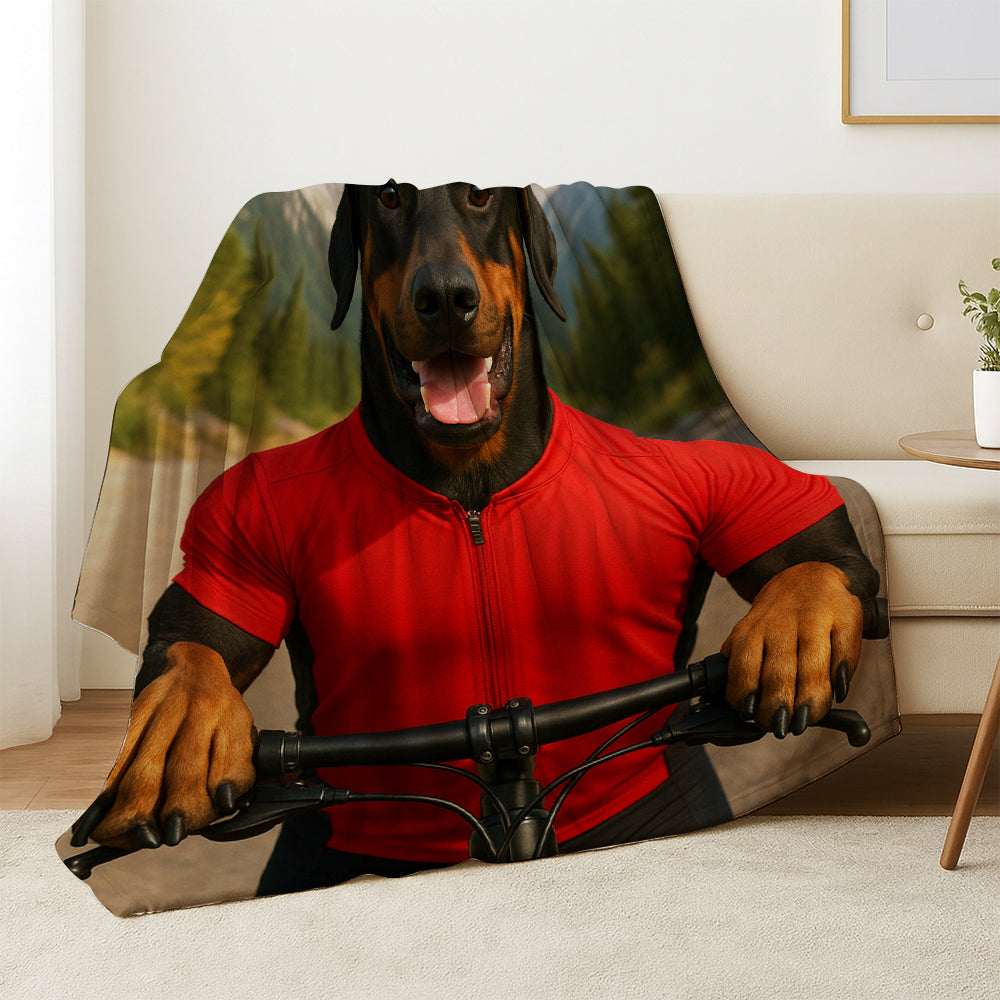Custom Photo Cyclist Dart Bike Dog BlanketGift For Dog Lovers