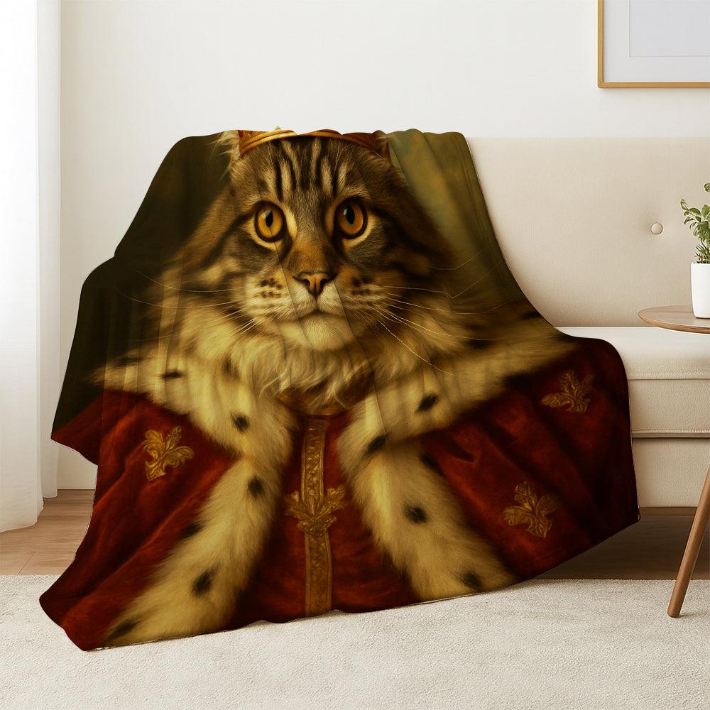 Custom Photo Cat Royal Blanket Pet King Portrait