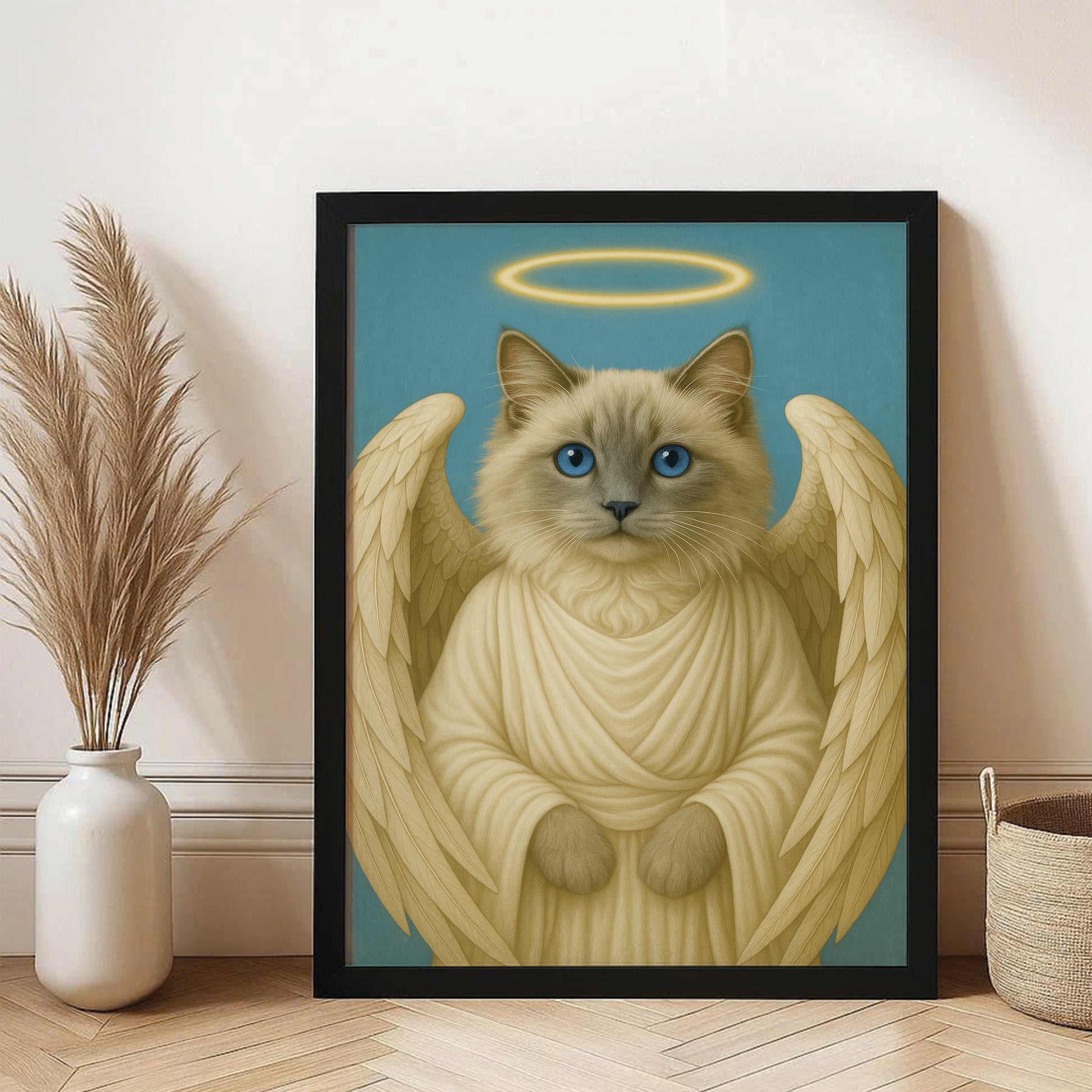Custom Cat Photo Memorial Canvas Framed Wall Art _ Memorial Gift For Cat