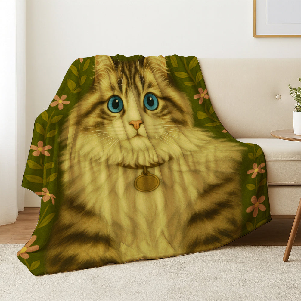 Custom Cat Portraits From Photo From Photo Blanket