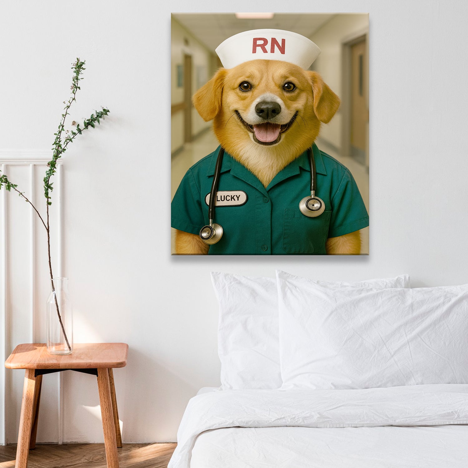 Custom Photo Registed Nurse Dog Canvas Gift For Dog Lovers