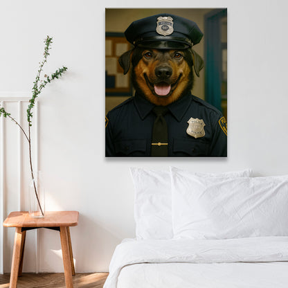 Custom Photo Police Dog Canvas Gift For Dog Lovers
