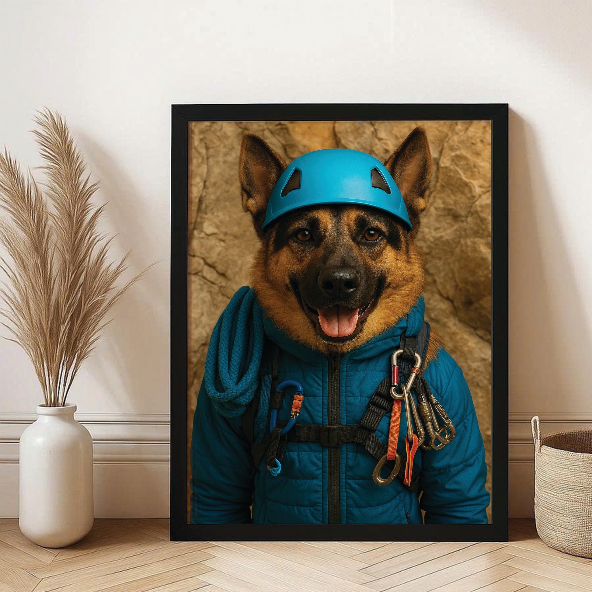 Custom Photo Climber Dog Canvas Framed Wall Art Gift For Dog Lovers