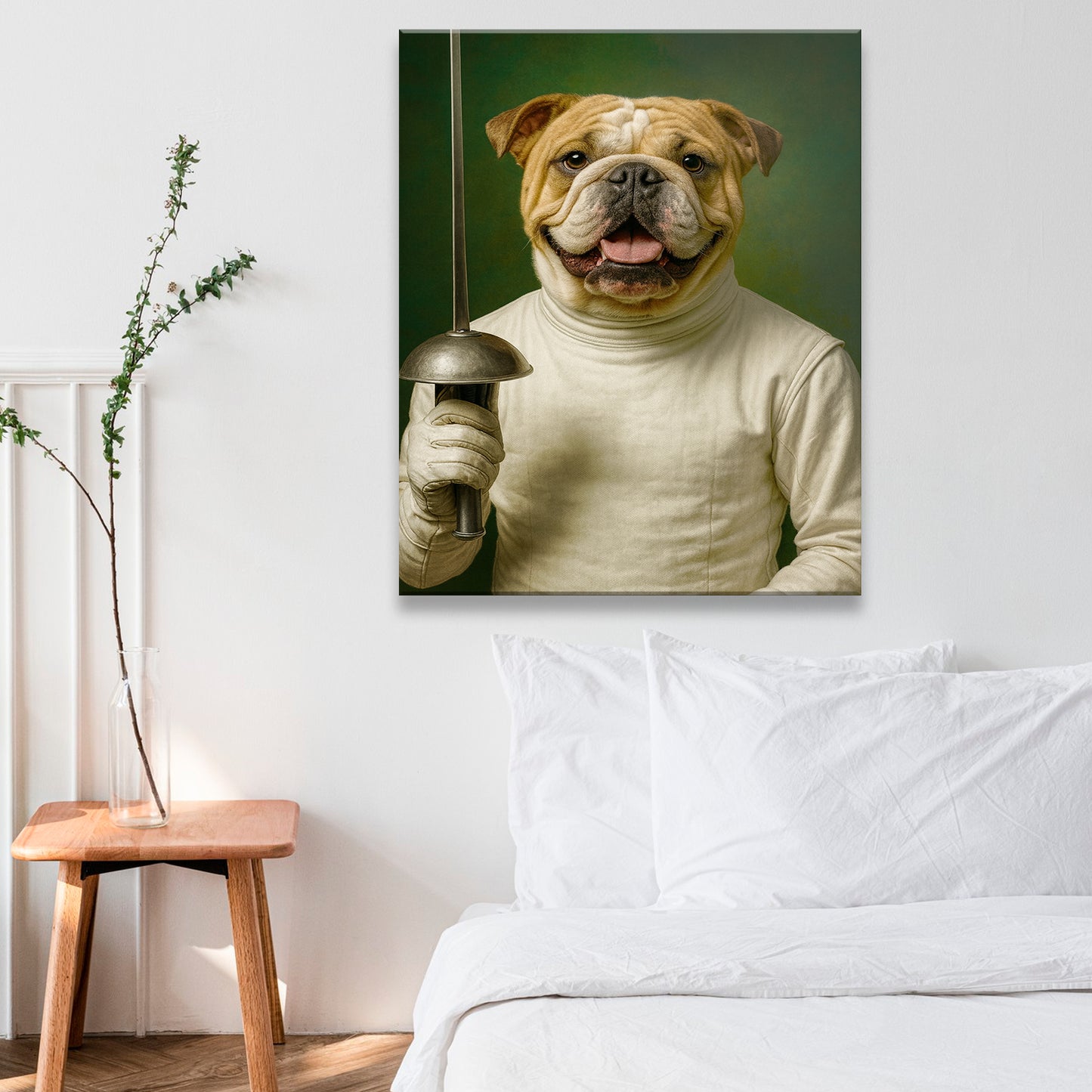 Custom Photo Fencer Dog Canvas Gift For Dog Lovers
