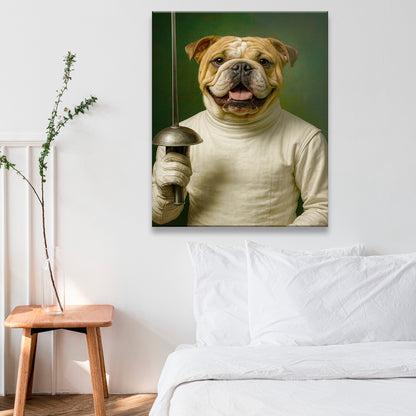 Custom Photo Fencer Dog Canvas Gift For Dog Lovers