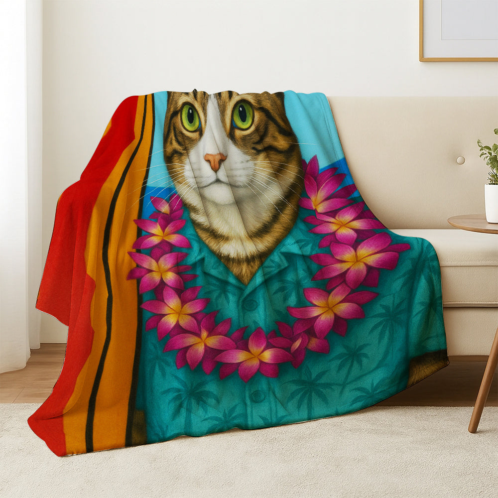 Custom Photo Surfer Cat Blanket Gift For Cat Lovers