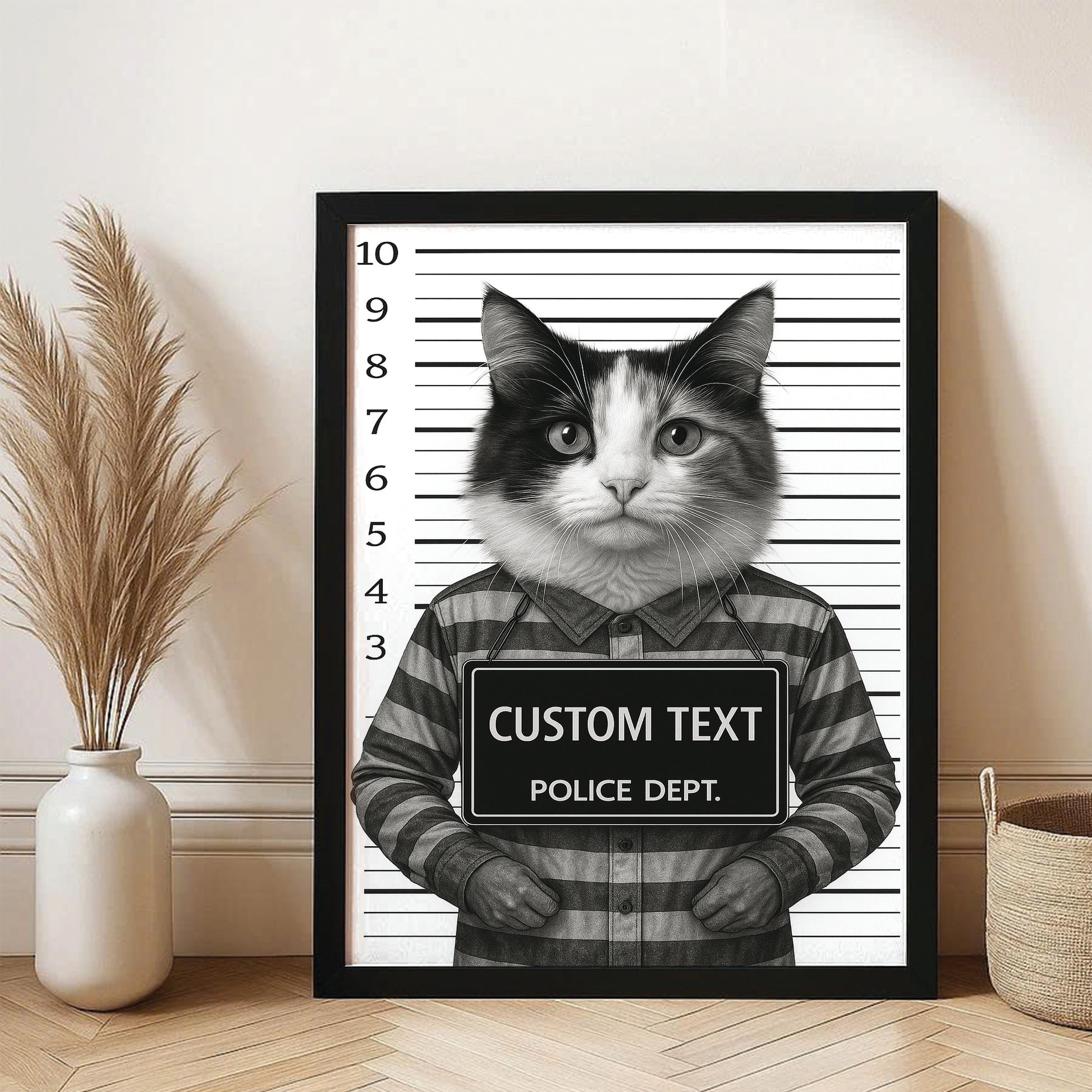 Custom Photo Cat Wanted By Pawlice Canvas Framed Wall Art _ Gifts For Cat Lovers